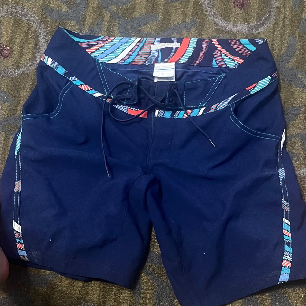 Columbia Kids Navy Swim Trunks with Multicolor Accents
